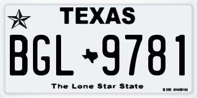 TX license plate BGL9781