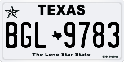 TX license plate BGL9783
