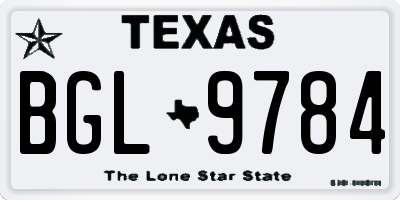 TX license plate BGL9784