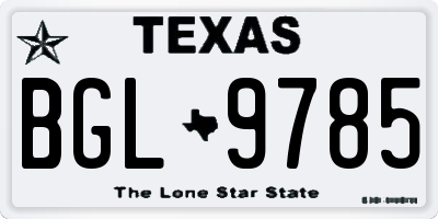 TX license plate BGL9785