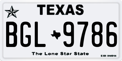 TX license plate BGL9786