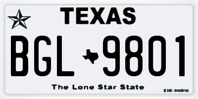 TX license plate BGL9801