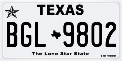 TX license plate BGL9802