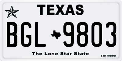 TX license plate BGL9803
