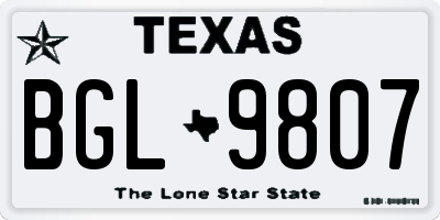 TX license plate BGL9807