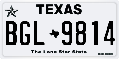 TX license plate BGL9814