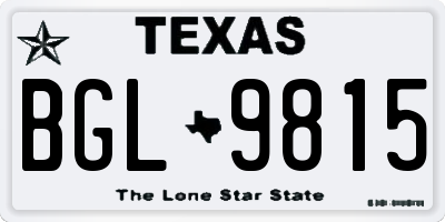 TX license plate BGL9815