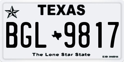 TX license plate BGL9817