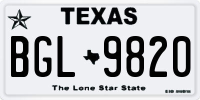 TX license plate BGL9820