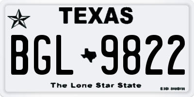 TX license plate BGL9822
