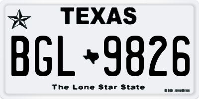 TX license plate BGL9826