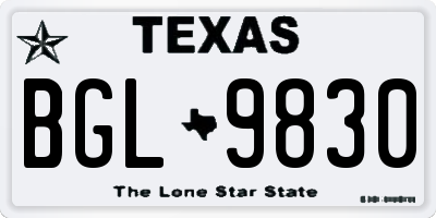 TX license plate BGL9830