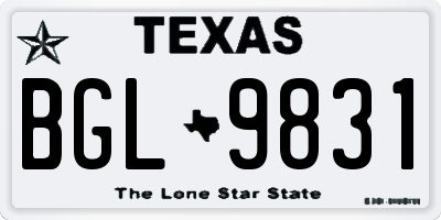TX license plate BGL9831