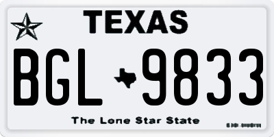 TX license plate BGL9833