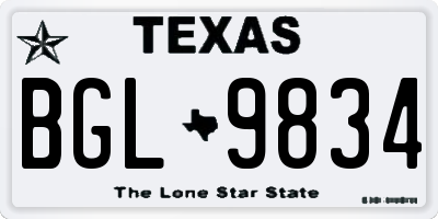 TX license plate BGL9834