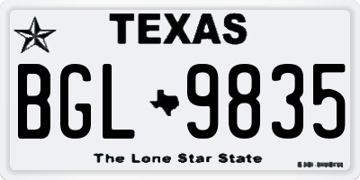 TX license plate BGL9835