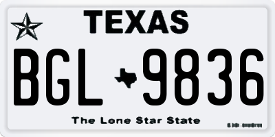 TX license plate BGL9836