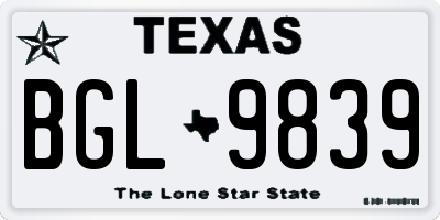 TX license plate BGL9839