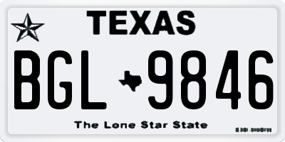 TX license plate BGL9846