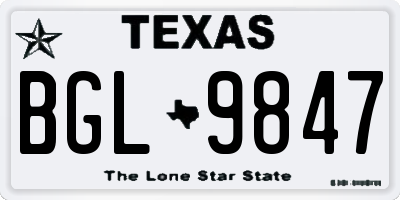 TX license plate BGL9847