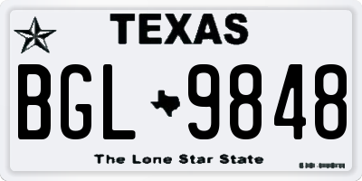 TX license plate BGL9848