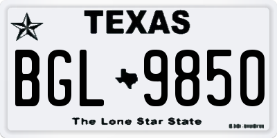 TX license plate BGL9850