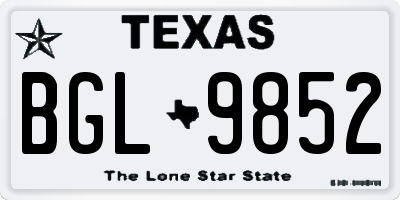 TX license plate BGL9852