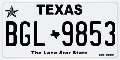 TX license plate BGL9853