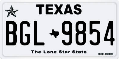 TX license plate BGL9854
