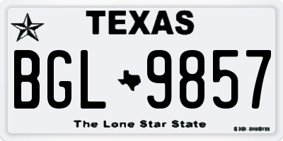TX license plate BGL9857