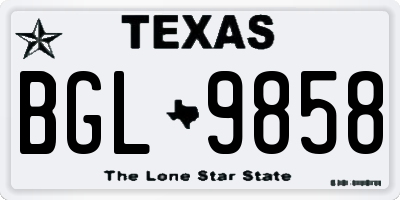 TX license plate BGL9858