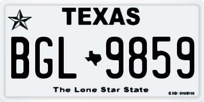 TX license plate BGL9859