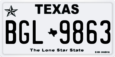 TX license plate BGL9863