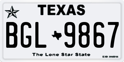 TX license plate BGL9867