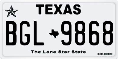TX license plate BGL9868