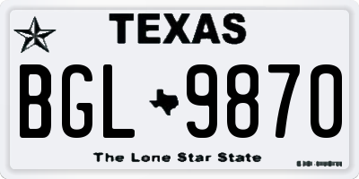 TX license plate BGL9870