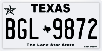 TX license plate BGL9872