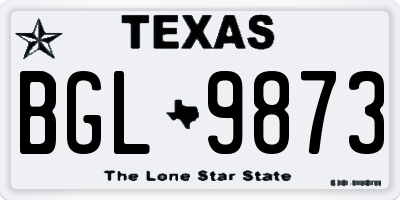 TX license plate BGL9873