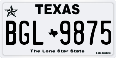 TX license plate BGL9875