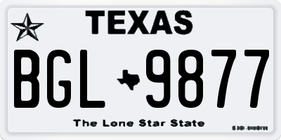 TX license plate BGL9877