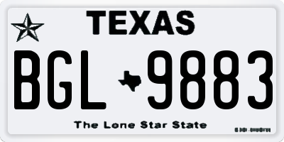 TX license plate BGL9883