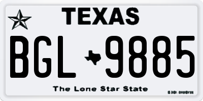 TX license plate BGL9885