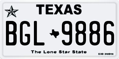 TX license plate BGL9886