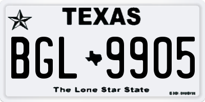 TX license plate BGL9905