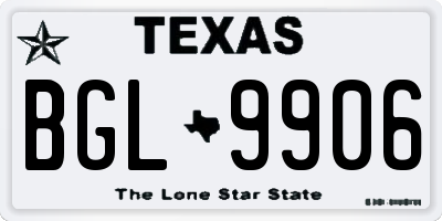 TX license plate BGL9906
