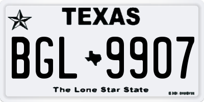 TX license plate BGL9907