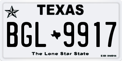 TX license plate BGL9917