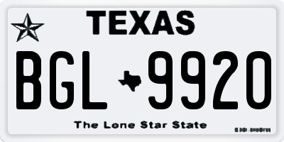 TX license plate BGL9920