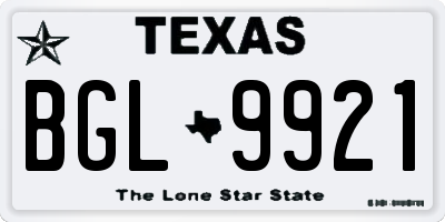 TX license plate BGL9921