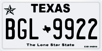 TX license plate BGL9922